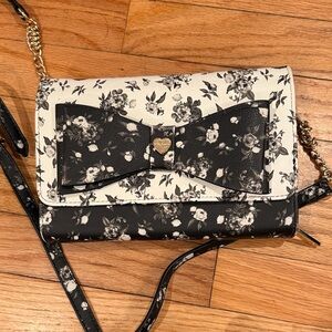 Betsey Johnson Black and White Floral Crossbody Bag